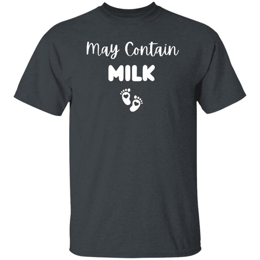 May contain milk Unisex Tshirt New mama baby shower tee Black Dark Heather Navy-Dark Heather-Family-Gift-Planet