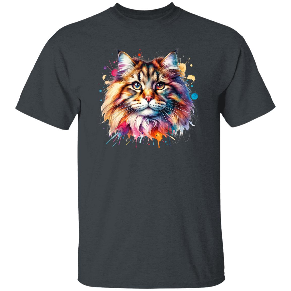 Norvegian Forest Cat Color Splash Unisex T-Shirt Black Navy Dark Heather-Family-Gift-Planet