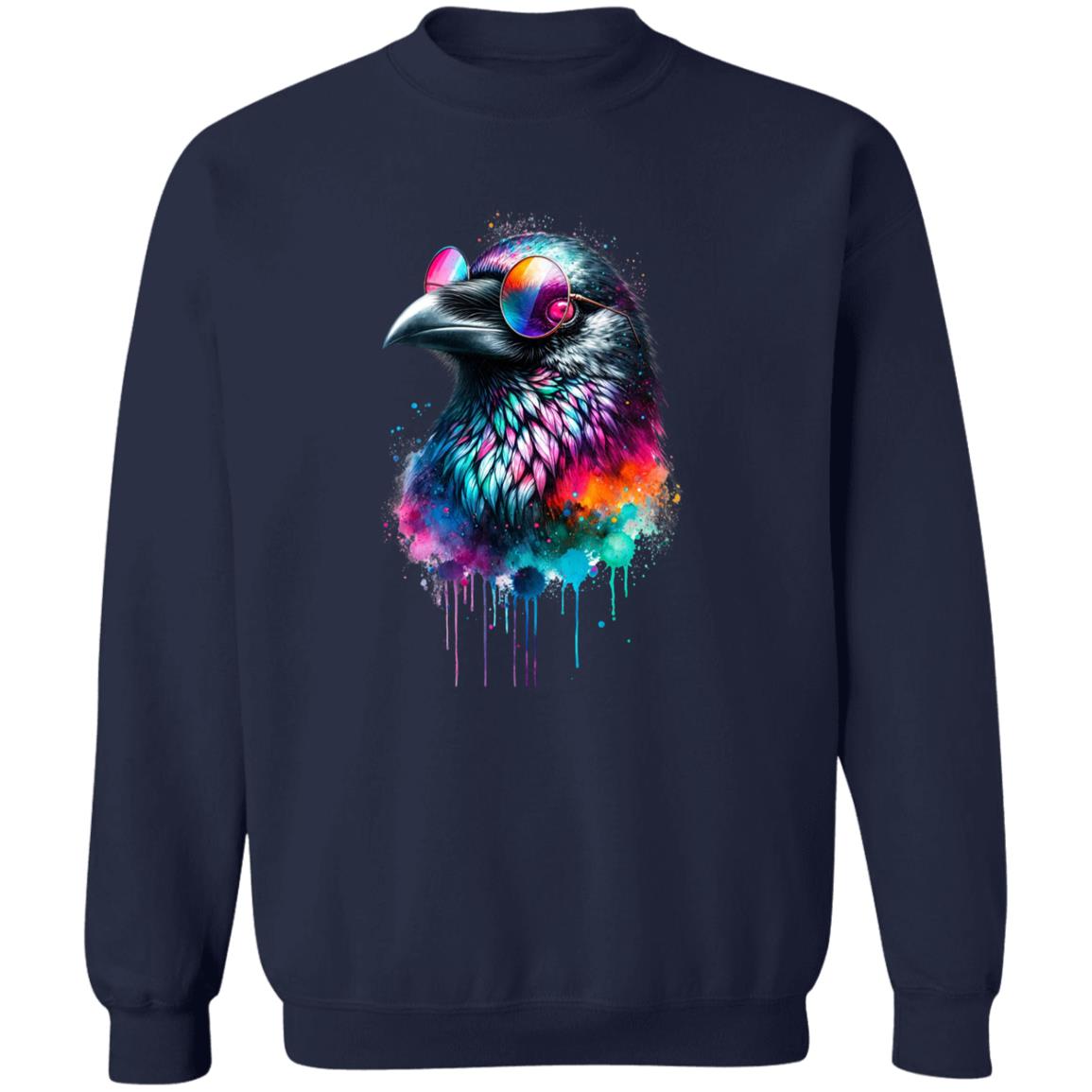 Neon Raven Color Splash Unisex Sweatshirt Black Navy Dark Heather-Family-Gift-Planet