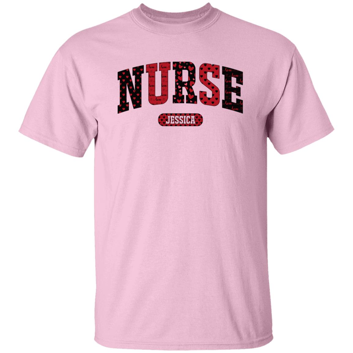 Personalized Nurse Valentine's Day Unisex T-Shirt Custom name RN heart love-Family-Gift-Planet