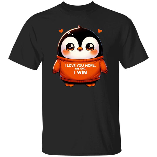 I love you more The end I win Unisex T-shirt cute penguin tee Black Navy Dark Heather-Black-Family-Gift-Planet
