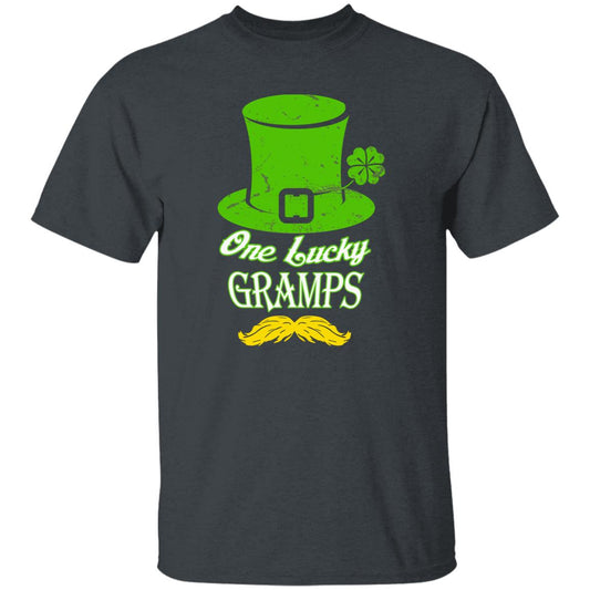 One Lucky Gramps St Patrick Day Unisex t-shirt Lucky Grandpa 4XL 5XL 6XL Irish Green-Dark Heather-Family-Gift-Planet