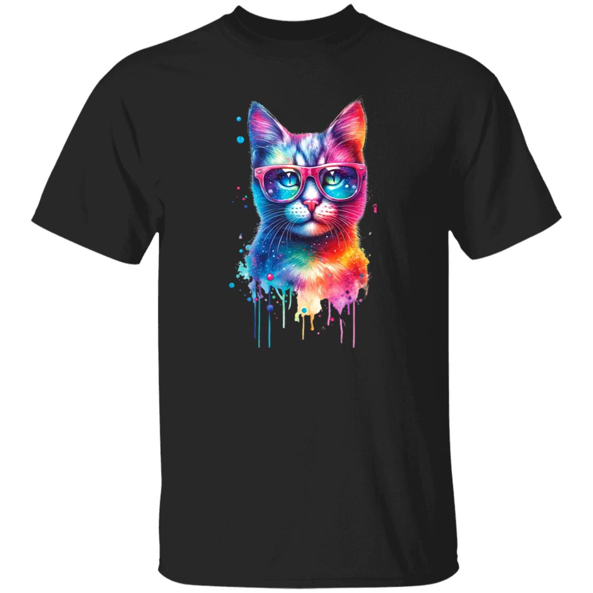 Neon cool cat Color Splash Unisex T-shirt Black Navy Dark Heather-Family-Gift-Planet