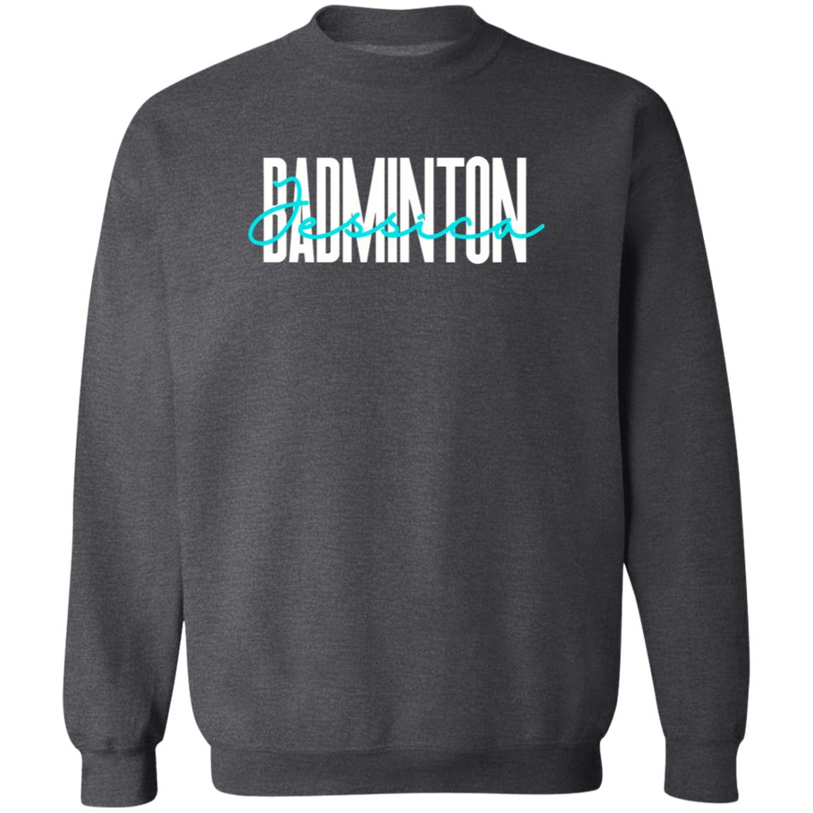 Personalized Badminton Unisex Sweatshirt Custom name badminton player Sand Black Dark Heather-Family-Gift-Planet