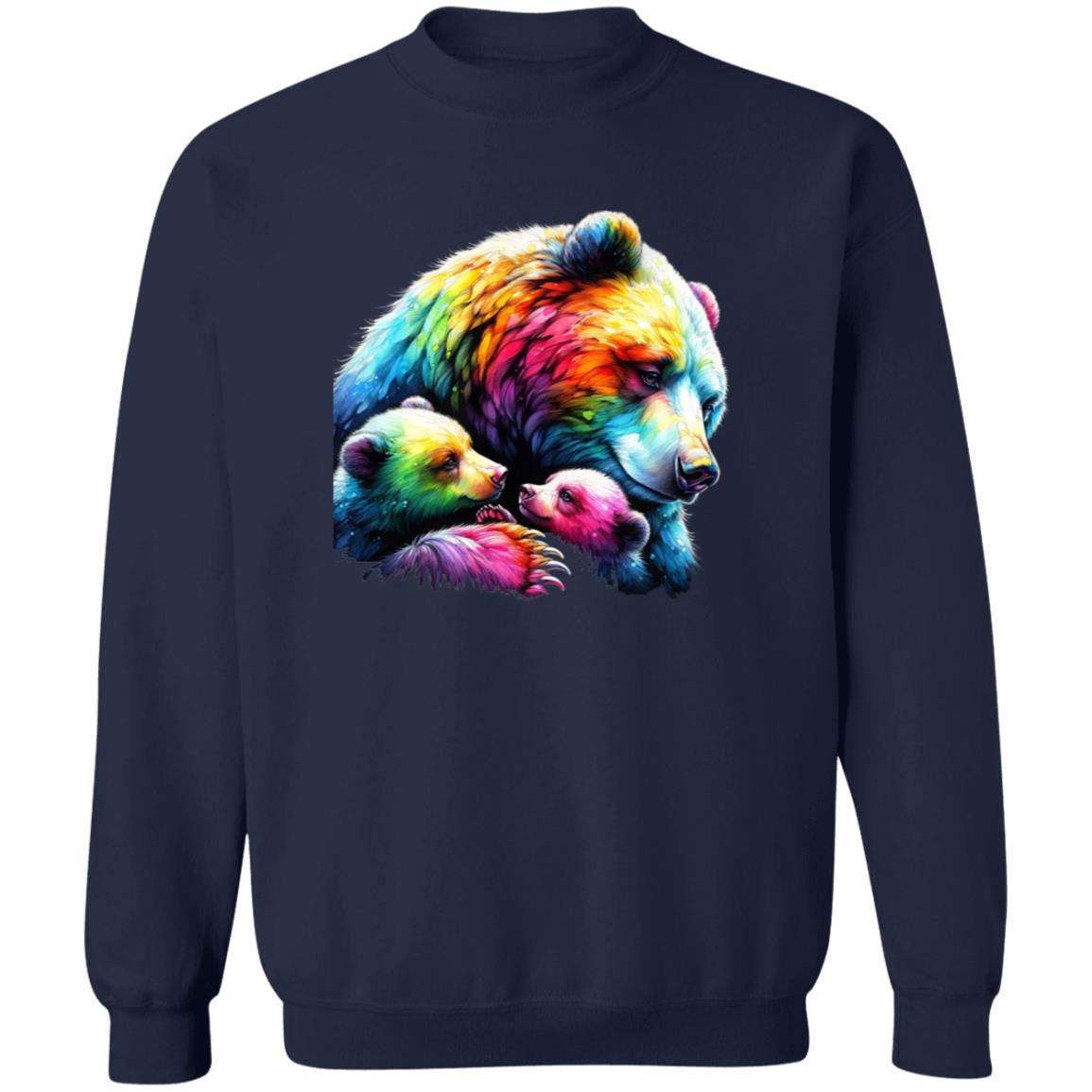 Mama Bear Mom of two Colorful Unisex Sweatshirt Black Navy Dark Heather-Family-Gift-Planet