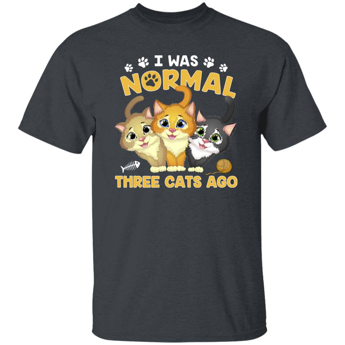 I was normal three cats ago Unisex shirt cat mama tee Black Dark Heather-Family-Gift-Planet