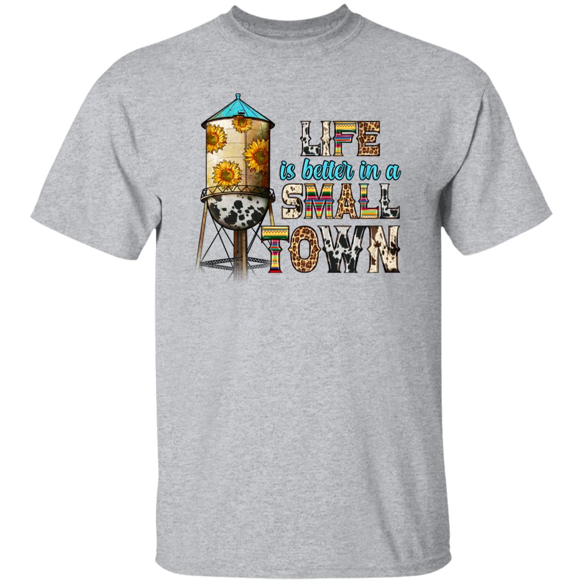 Life is better in a small town T-Shirt gift Western sunflowers small town girl Unisex Tee Sand White Sport Grey-Family-Gift-Planet