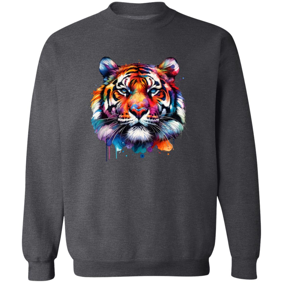 Bright colorful majestic tiger Color Splash Unisex Sweatshirt Black Navy Dark Heather-Family-Gift-Planet