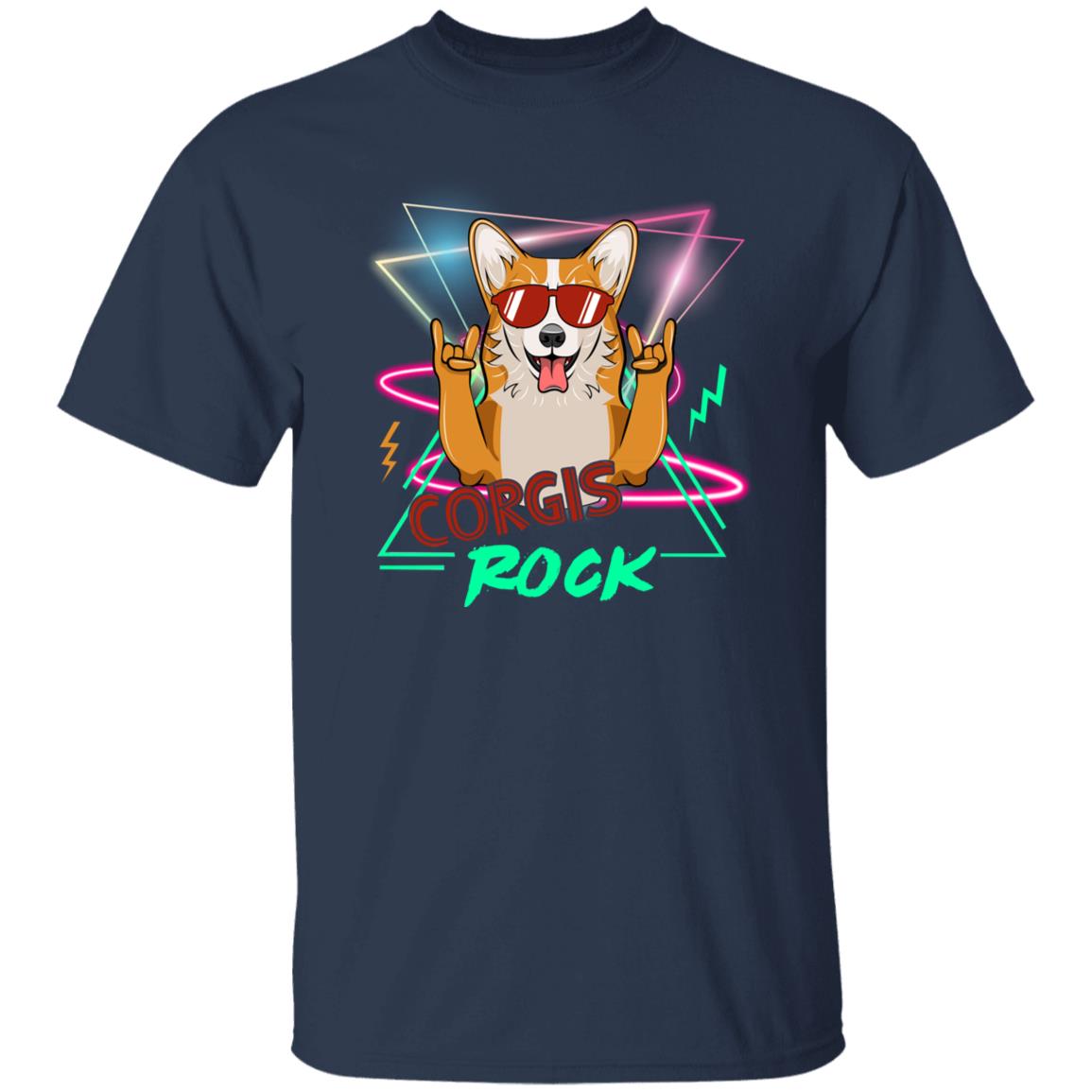 Corgis rock Unisex t-shirt gift corgi mom tee black navy dark heather-Family-Gift-Planet