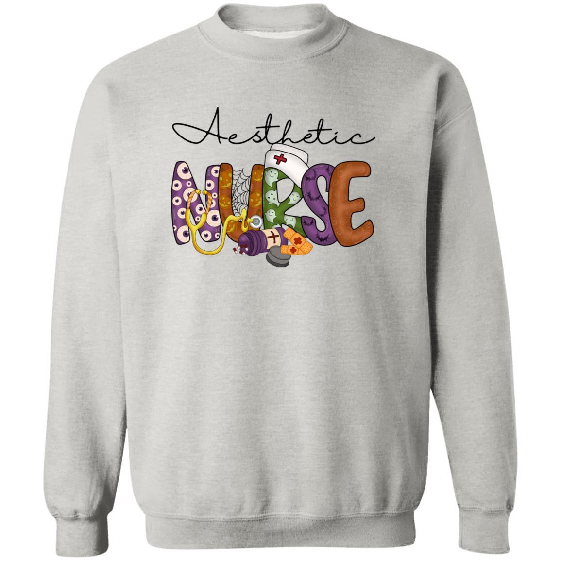 Aesthetic nurse Halloween Sweatshirt Crewneck Unisex Sand Ash S-2XL-Ash-Family-Gift-Planet