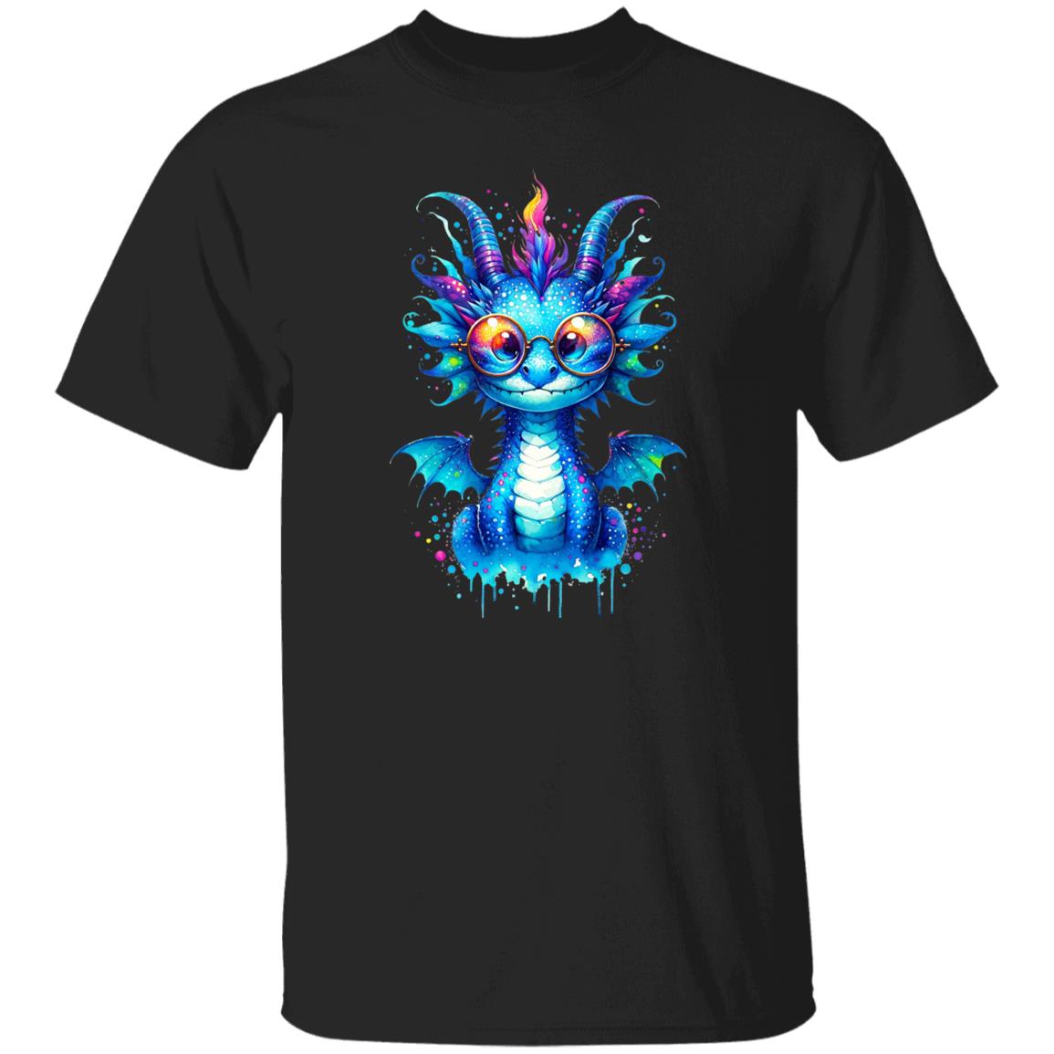Cool cute Blue dragon 2024 Color Splash Unisex T-shirt Black Navy Dark Heather-Family-Gift-Planet