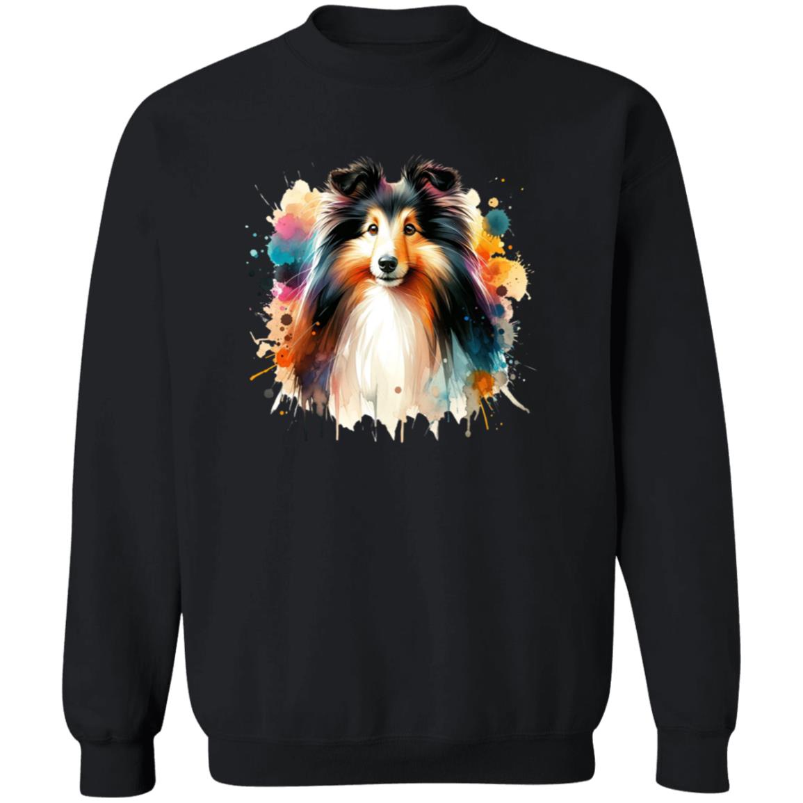 Shetland Sheepdog dog mom Color Splash Unisex Sweatshirt Black Navy Dark Heather-Family-Gift-Planet