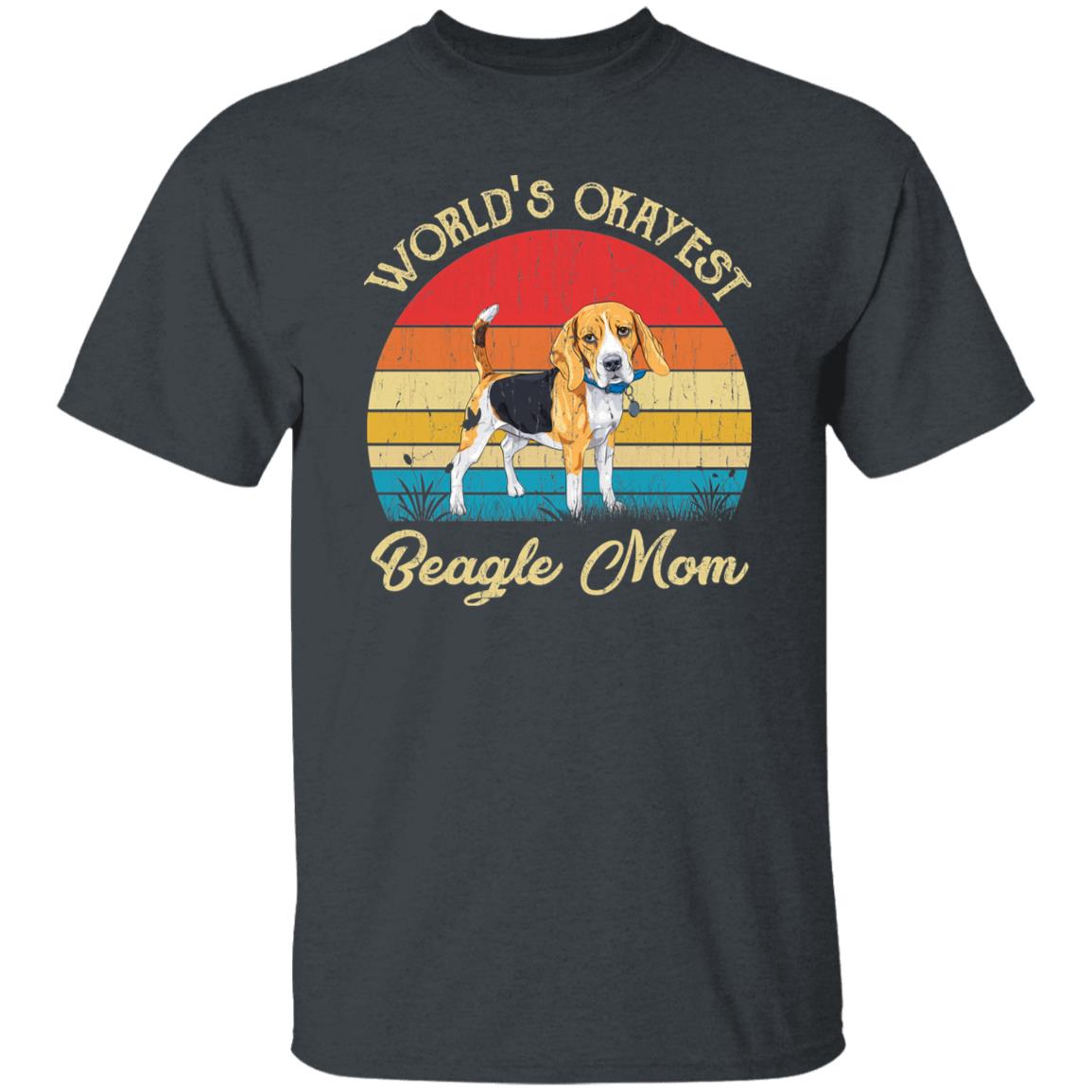 World's Okayest Beagle mom Retro Style Unisex T-shirt Black Navy Dark Heather-Dark Heather-Family-Gift-Planet