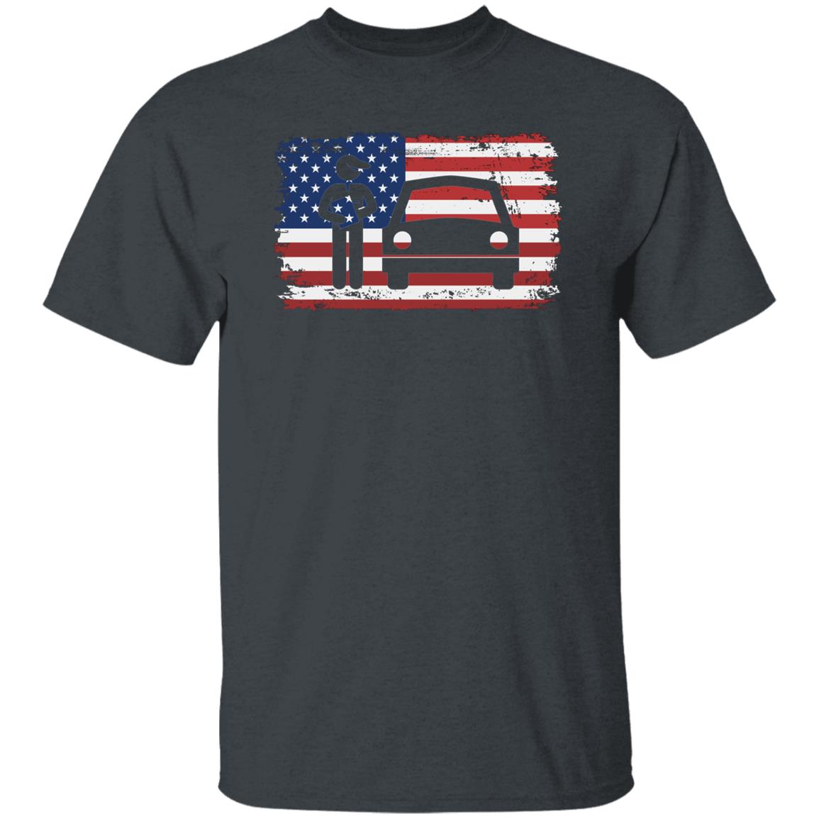 Vehicle mechanic - technician US flag Unisex T-shirt black dark heather-Dark Heather-Family-Gift-Planet
