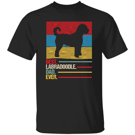 Best Labradoodle Dad Ever T-Shirt gift Retro Labradoodle Dog owner Unisex Tee Black Navy Dark Heather-Black-Family-Gift-Planet