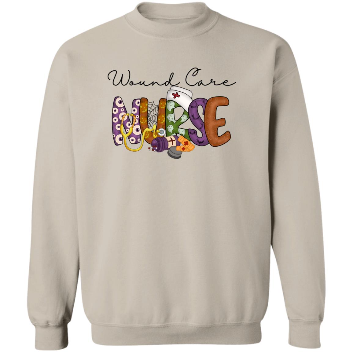 Wound Care nurse Halloween Sweatshirt Crewneck Unisex Sand Ash S-2XL-Sand-Family-Gift-Planet