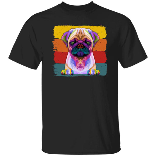 Retro pug T-Shirt gift Colorful Pug Dog owner Unisex Tee Black Navy Dark Heather-Black-Family-Gift-Planet
