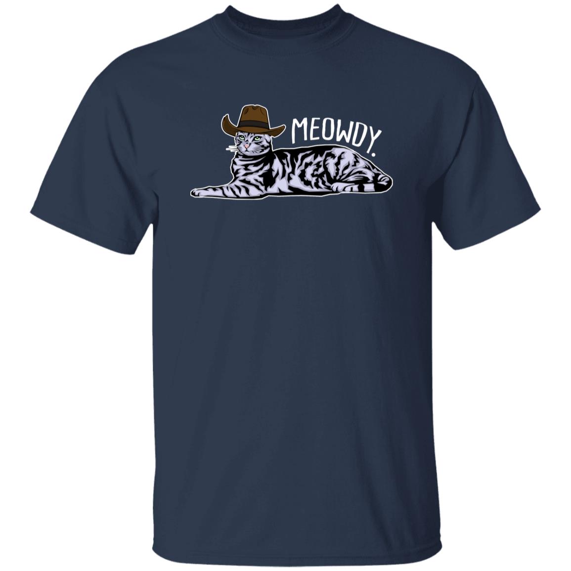 Meowdy T-Shirt gift Texas Cat with hat Cat mom Unisex Tee Black Navy Dark Heather-Family-Gift-Planet