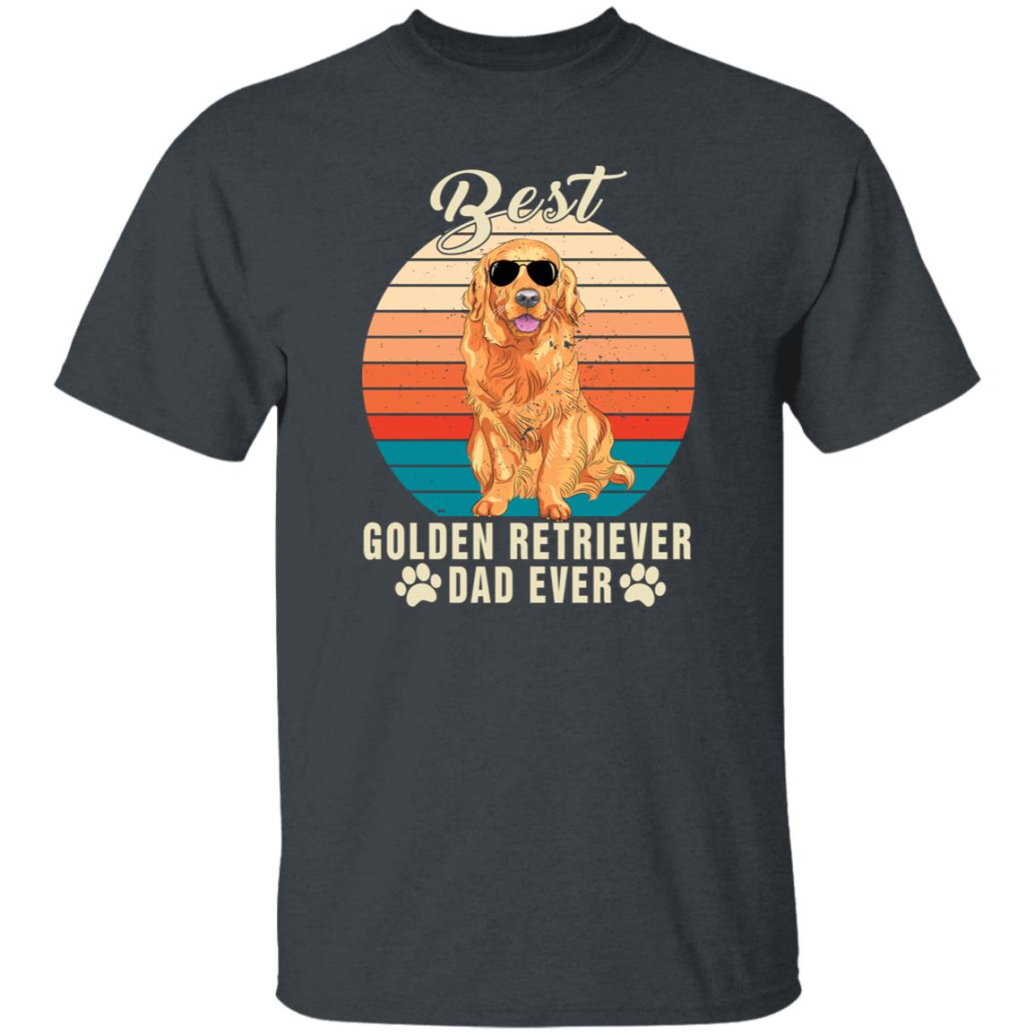 Best golden retriever dad ever T-Shirt gift Retro retriever Dog owner Unisex Tee Black Navy Dark Heather-Dark Heather-Family-Gift-Planet