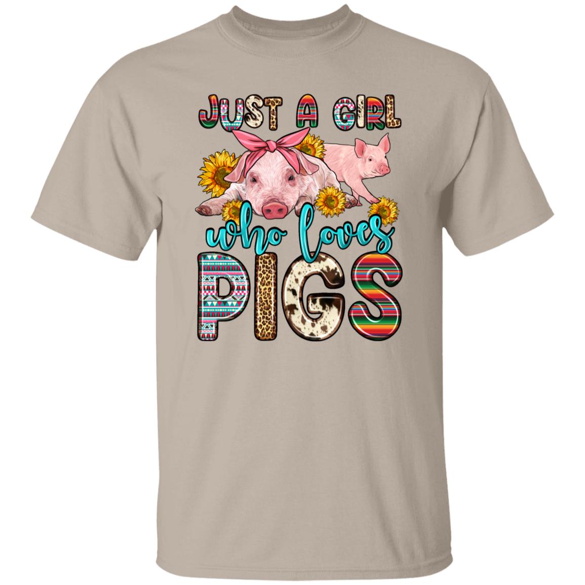 Just a girl who loves pigs T-Shirt gift Cute Farmer girl Unisex tee Sand White Sport Grey-Family-Gift-Planet