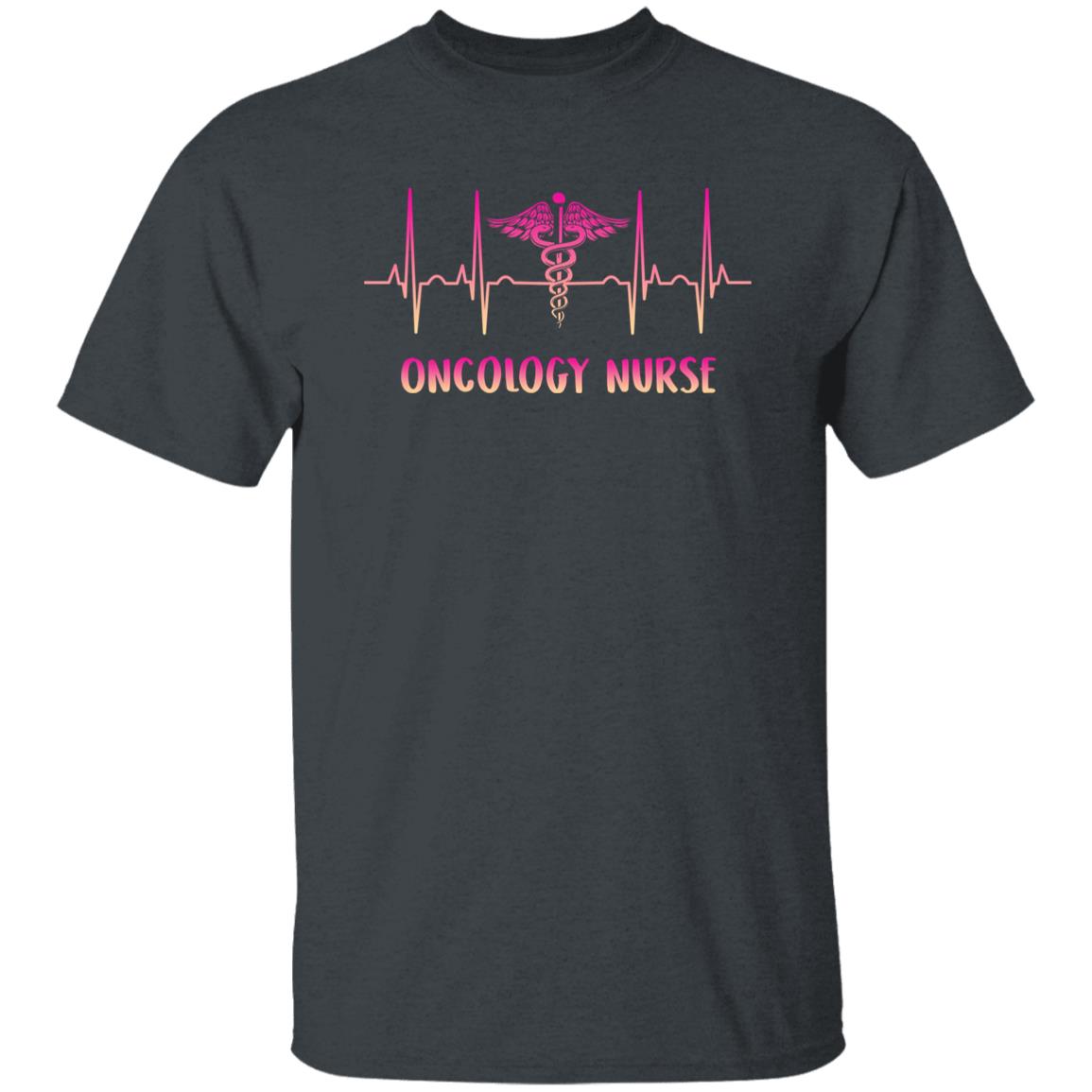 Oncology nurse Heartbeat T-Shirt Infusion chemo nurse heart beat Unisex Tee Black Navy Dark Heather-Family-Gift-Planet