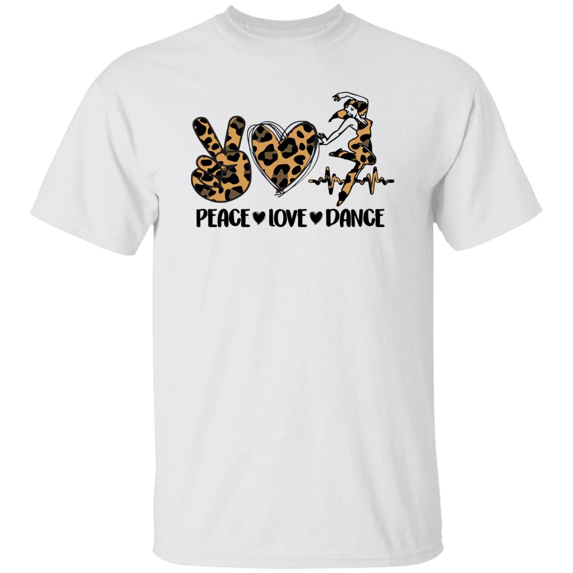 Peace Love Dance T-Shirt Leopard skin Dancer Dance Teacher Unisex Tee Sand White Sport Grey-Family-Gift-Planet