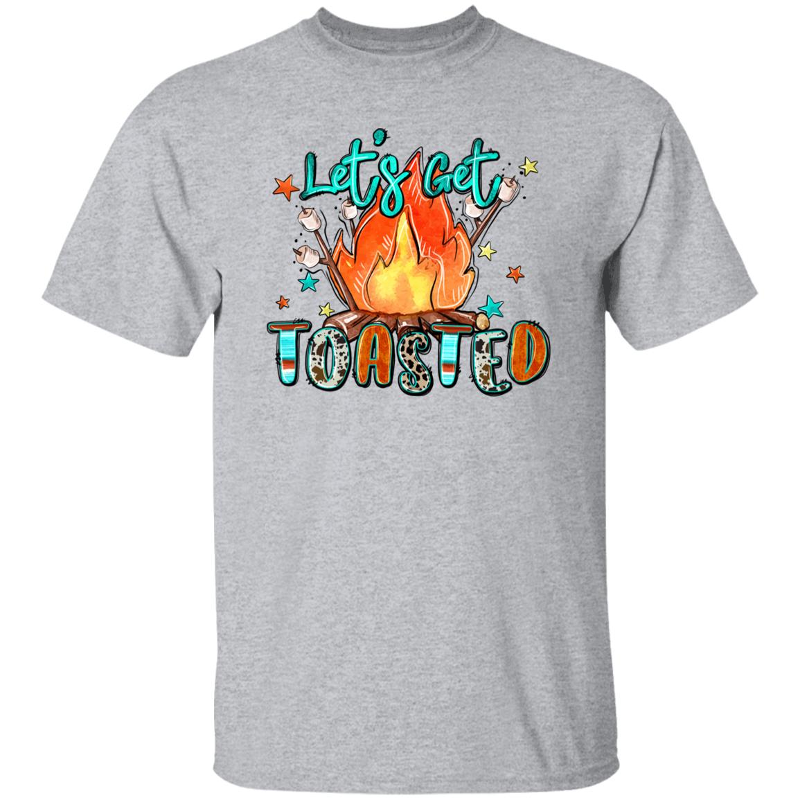 Lets get toasted T-Shirt gift Summer fire camp marshmallow Unisex Tee Sand White Sport Grey-Family-Gift-Planet