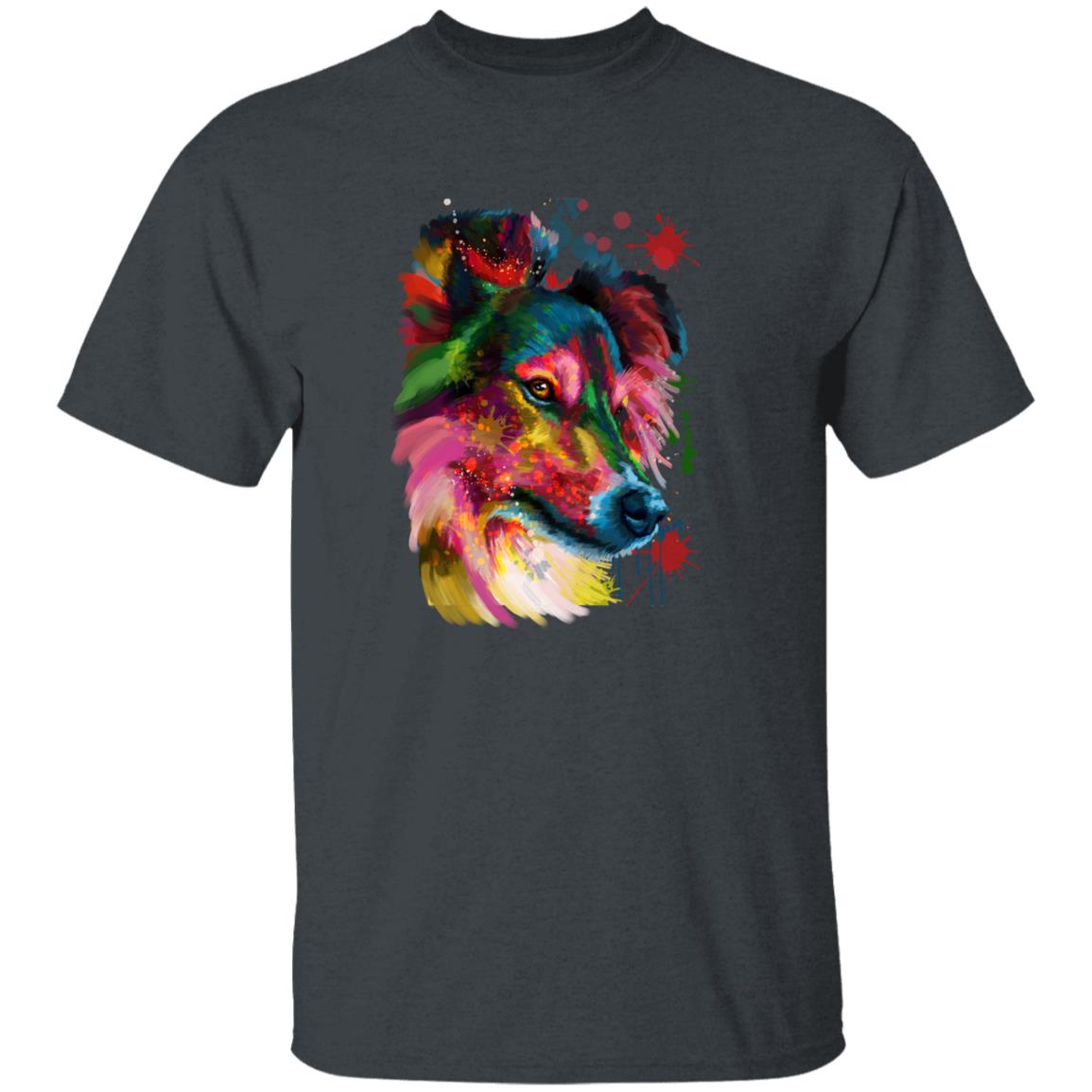 Watercolor Sheltie dog Unisex shirt S-2XL black navy dark heather-Dark Heather-Family-Gift-Planet