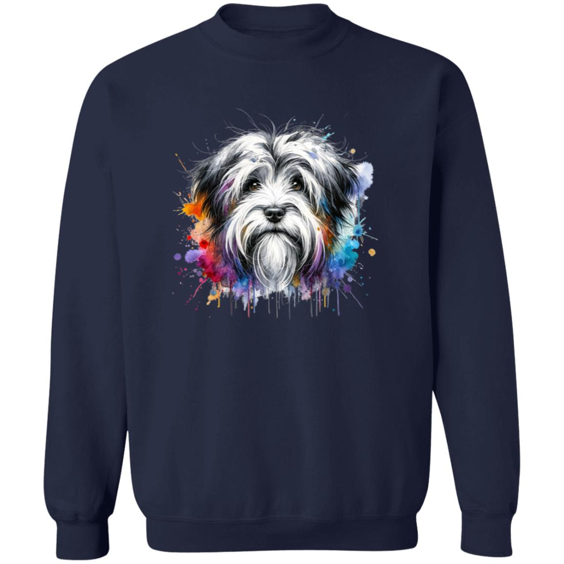 Tibetan Terrier dog mom Color Splash Unisex Sweatshirt Black Navy Dark Heather-Family-Gift-Planet