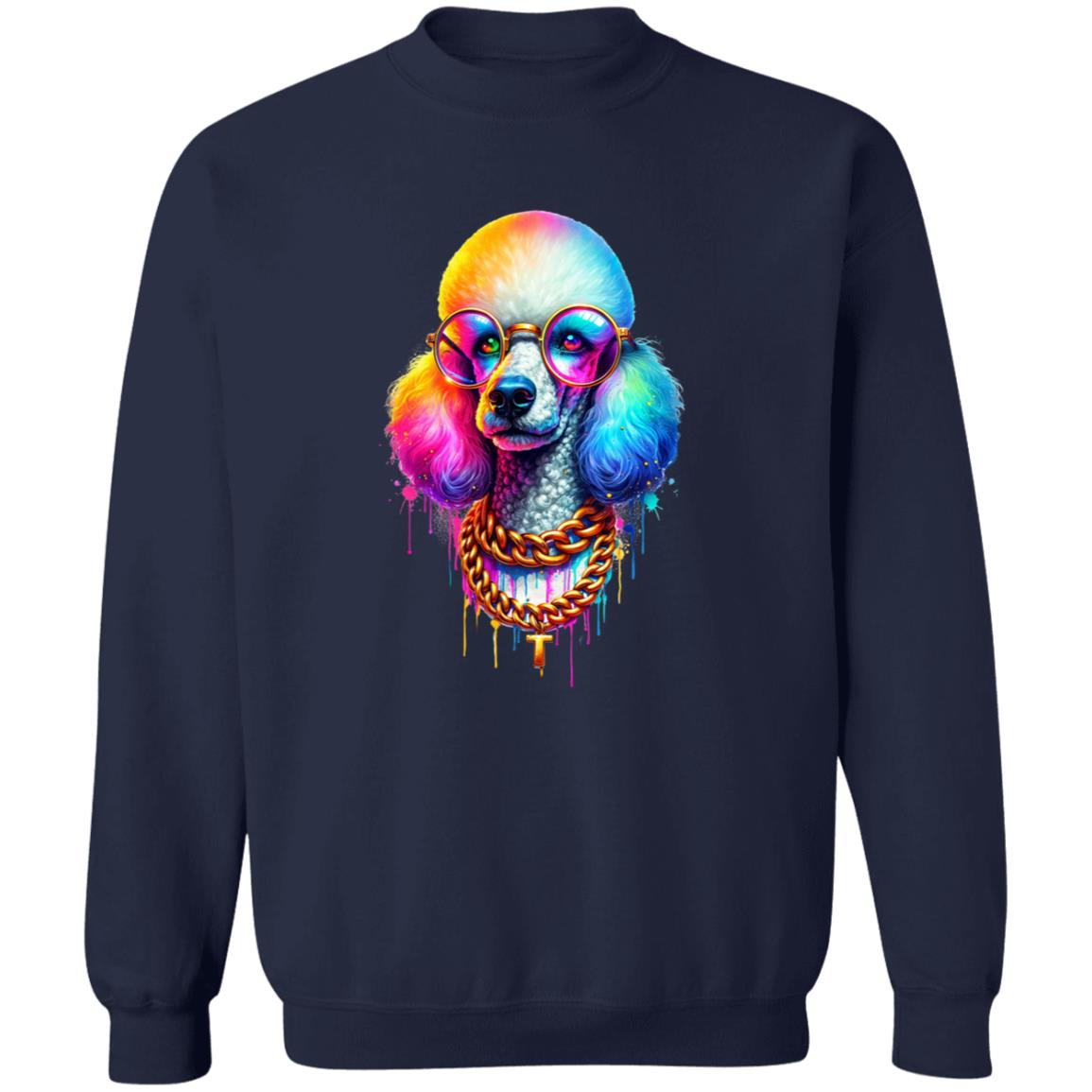 Poodle with glasses hip style Color Splash Unisex Sweatshirt Black Navy Dark Heather-Family-Gift-Planet