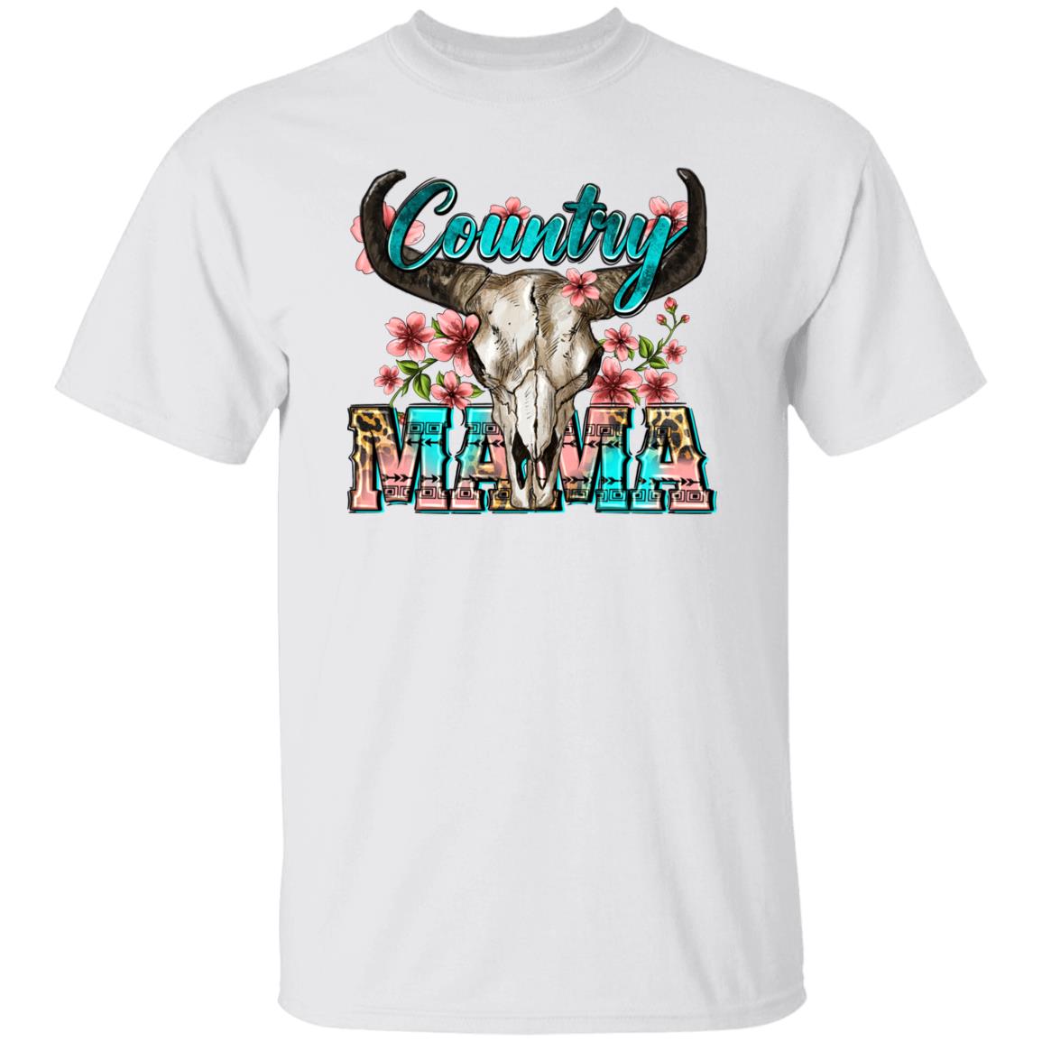 Country Mama T-Shirt Texas Western Mom buffalo skull Unisex tee White Sand Sport Grey-Family-Gift-Planet