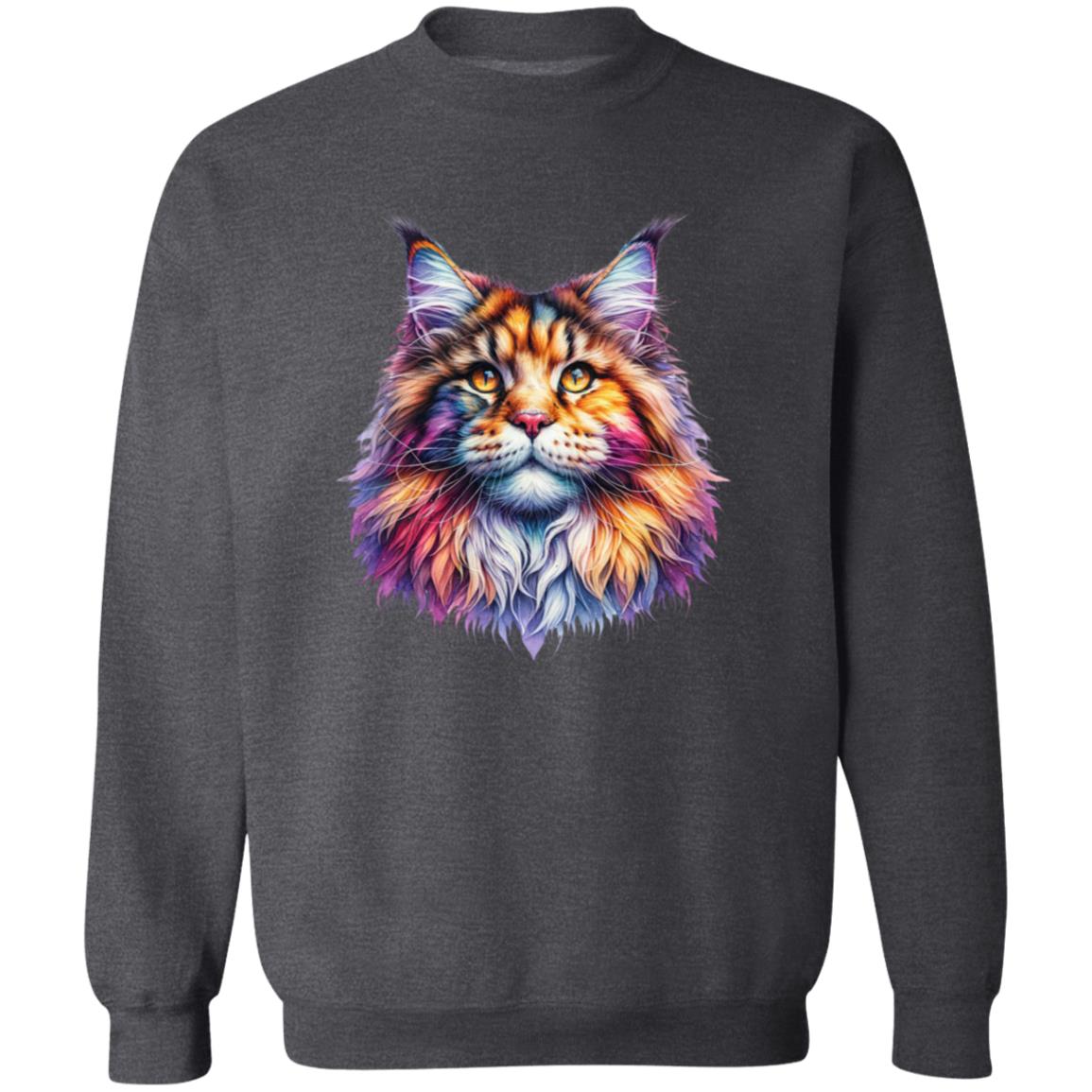 Maine Coon Cat Color Splash Unisex Sweatshirt Black Navy Dark Heather-Family-Gift-Planet