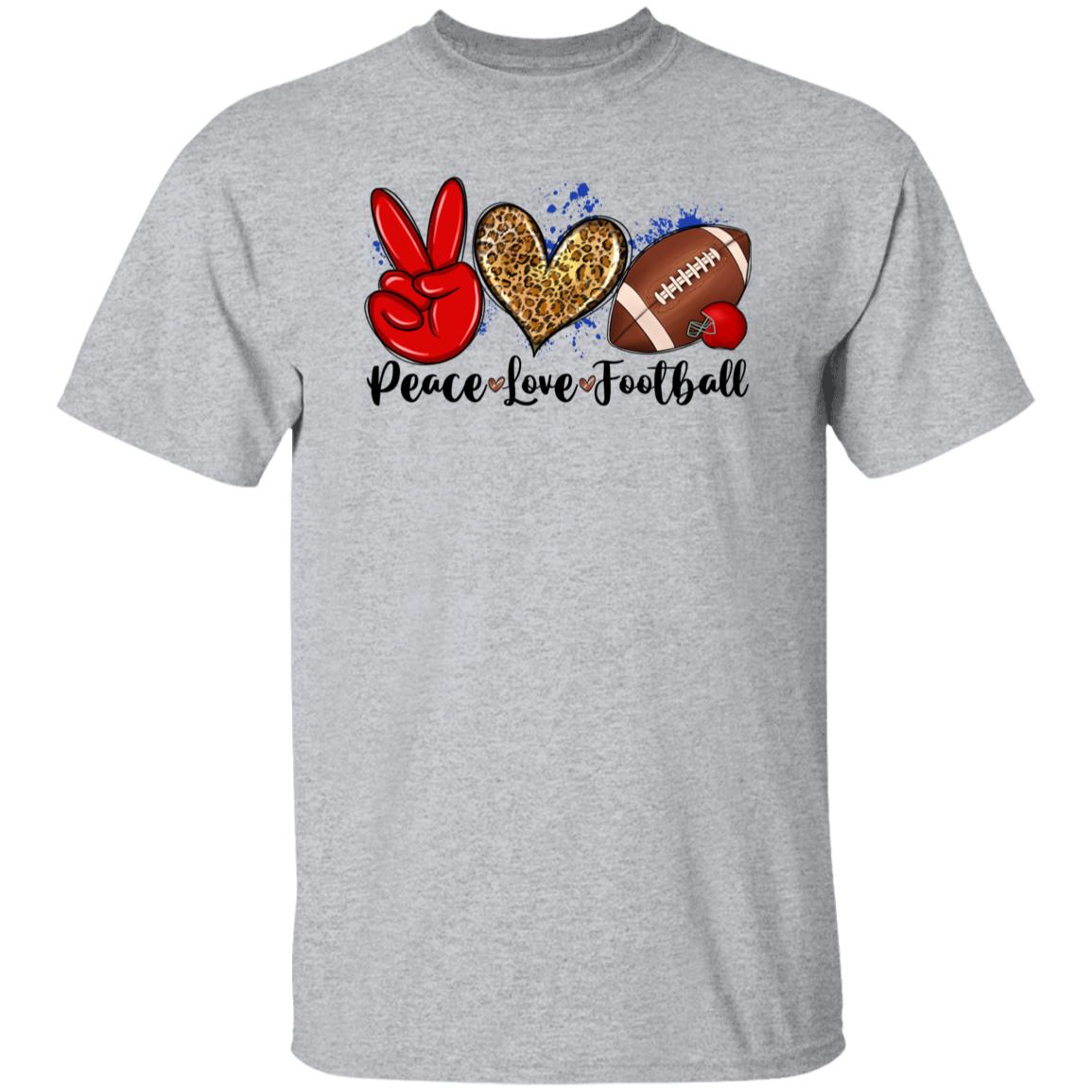 Peace Love Football T-shirt gift Football mama leopard skin heart tee-Family-Gift-Planet