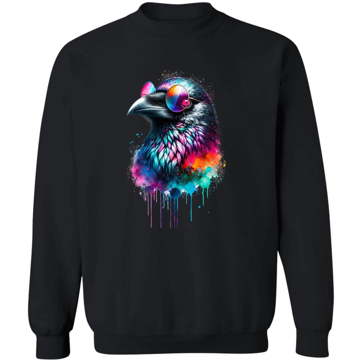 Neon Raven Color Splash Unisex Sweatshirt Black Navy Dark Heather-Family-Gift-Planet