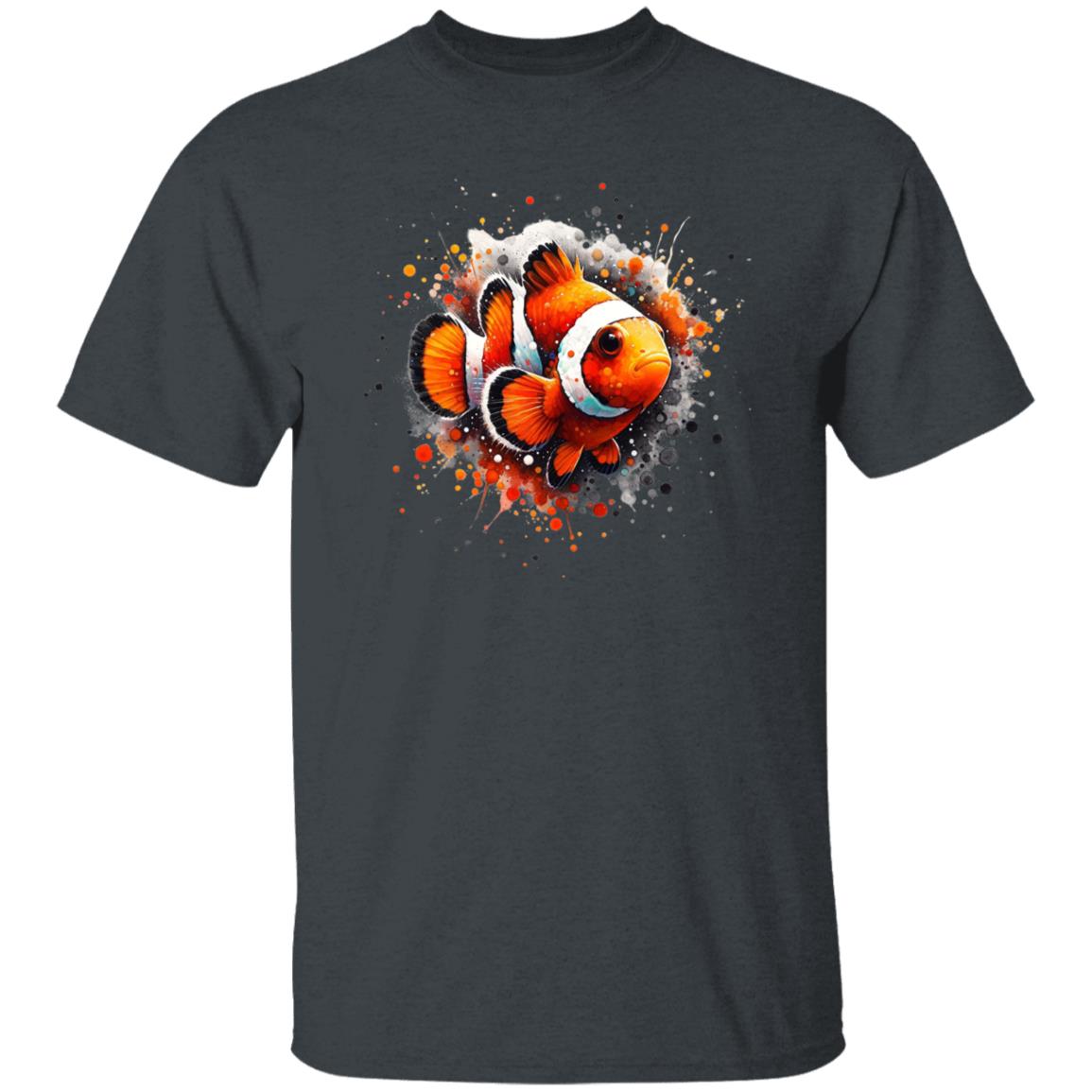 Artistic Clownfish Color Splash Unisex T-shirt Black Navy Dark Heather-Family-Gift-Planet
