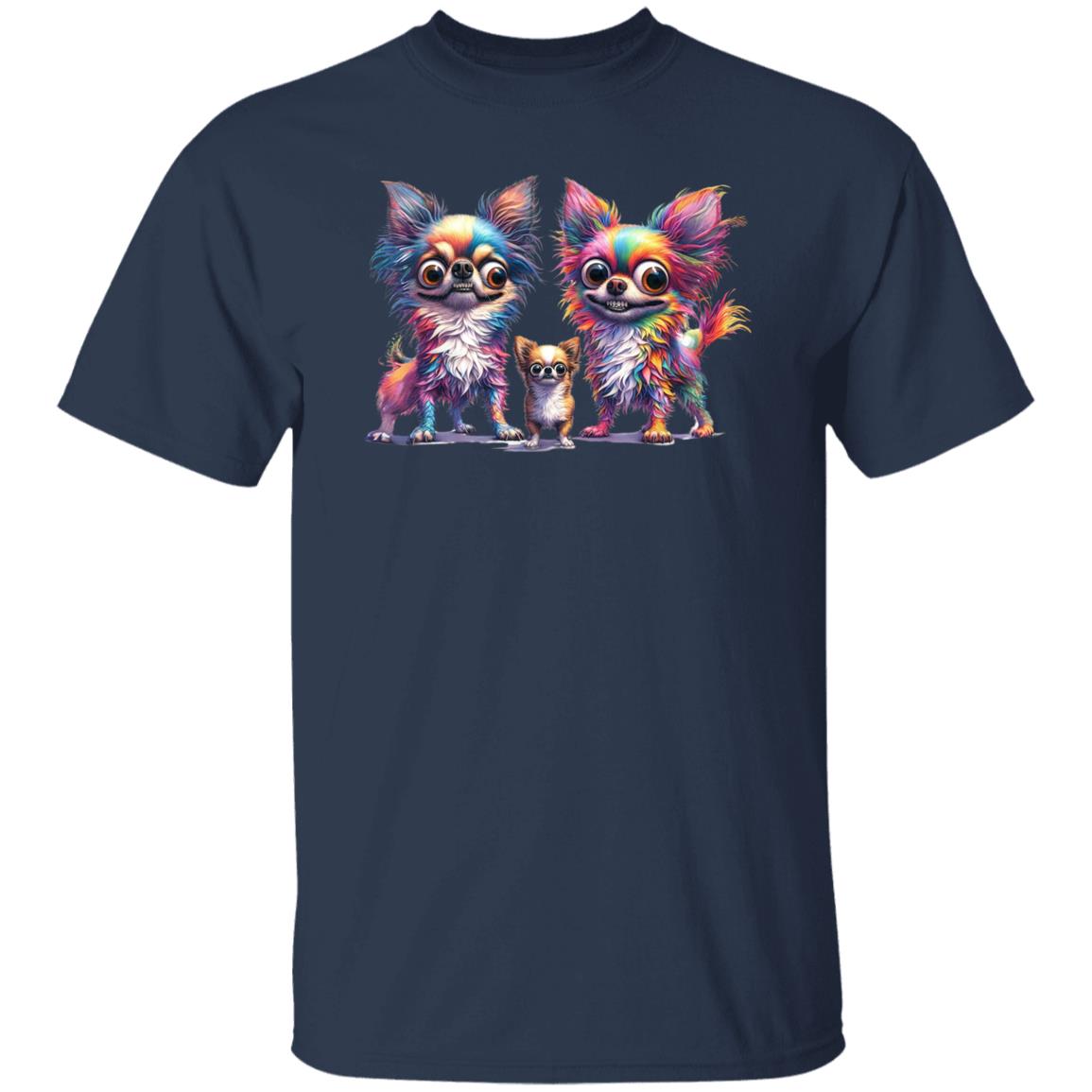 Chihuahua family T-Shirt gift Three colorful Chihuahua dog mama Unisex tee Black Navy Dark Heather-Family-Gift-Planet