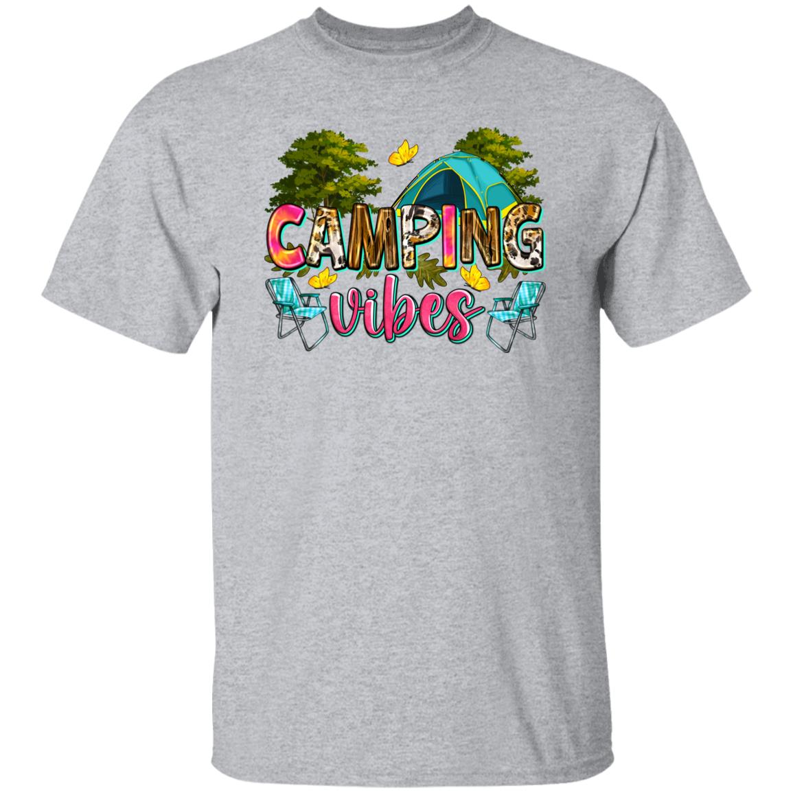 Camping vibes T-Shirt Forest tent summer camper Unisex tee White Sand Sport Grey-Family-Gift-Planet