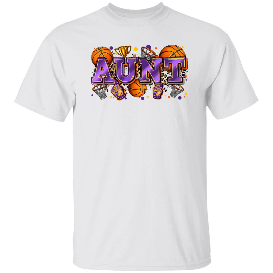 Basketball Aunt T-Shirt Basketball player cheer team auntie Unisex tee Sand White Sport Grey-Family-Gift-Planet