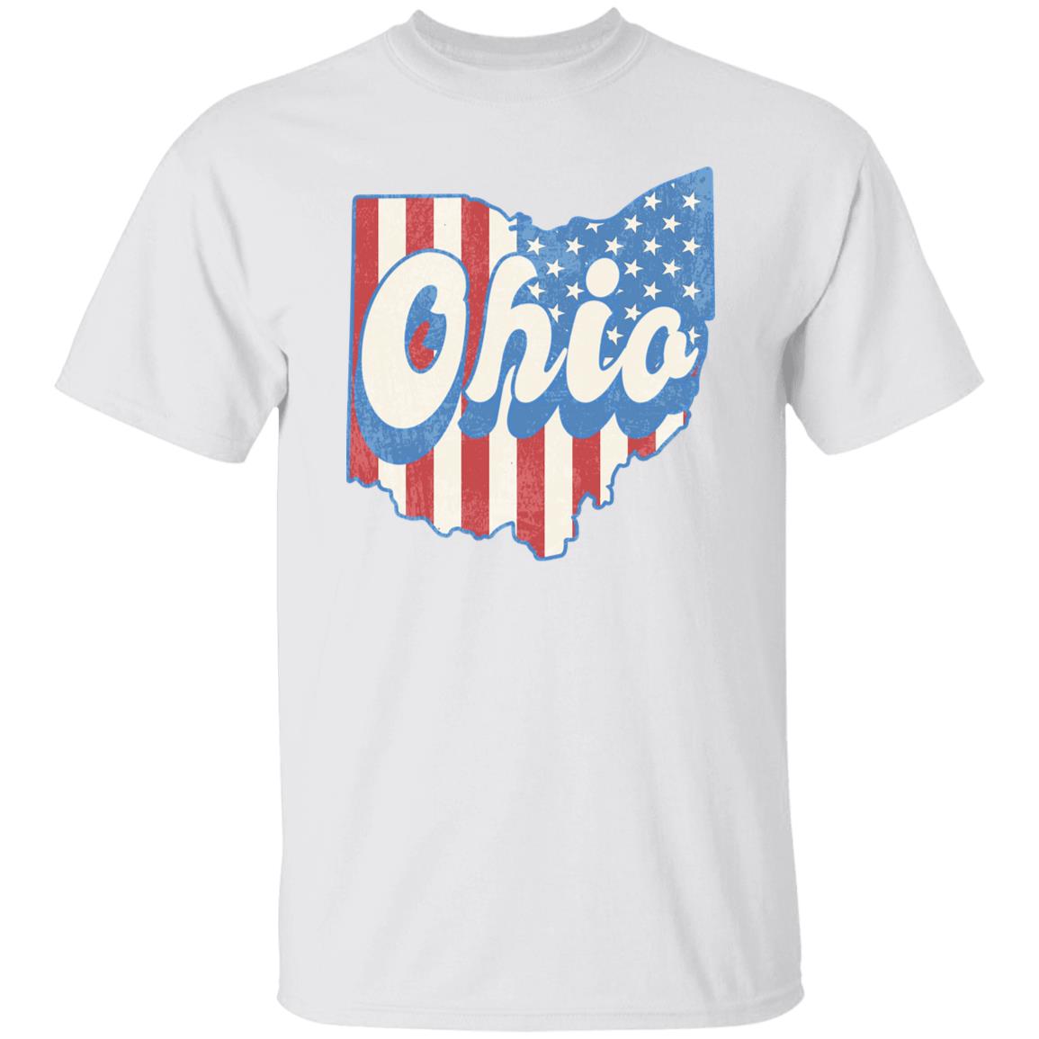 Ohio US flag Unisex T-Shirt American patriotic OH state tee White Ash Blue-White-Family-Gift-Planet