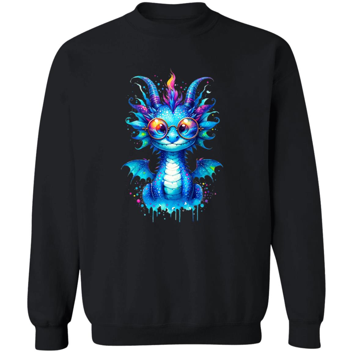 Cool cute Blue dragon 2024 Color Splash Unisex Sweatshirt Black Navy Dark Heather-Family-Gift-Planet