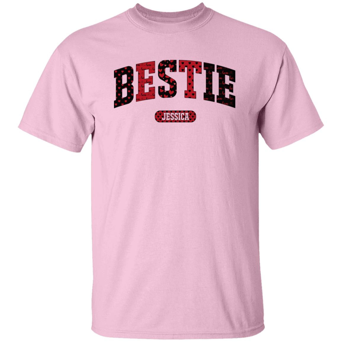 Personalized Bestie Valentine's Day Unisex T-Shirt Custom name best friends heart love-Family-Gift-Planet