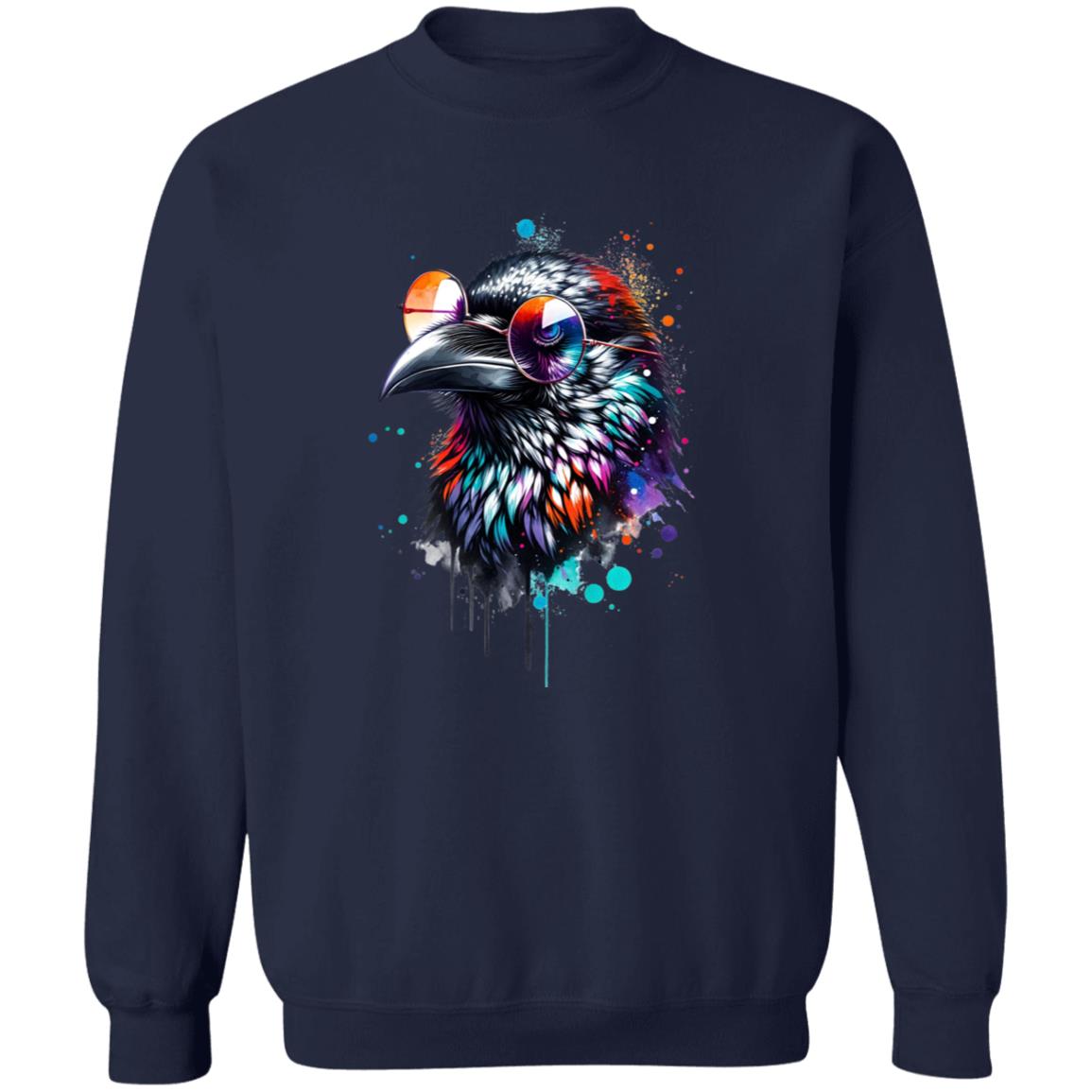 Cool Raven Color Splash Unisex Sweatshirt Black Navy Dark Heather-Family-Gift-Planet