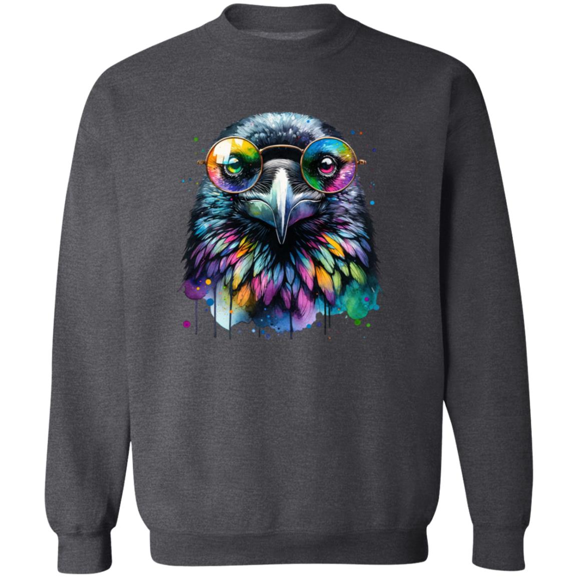 Raven with Glasses Color Splash Unisex Sweatshirt Black Navy Dark Heather-Family-Gift-Planet