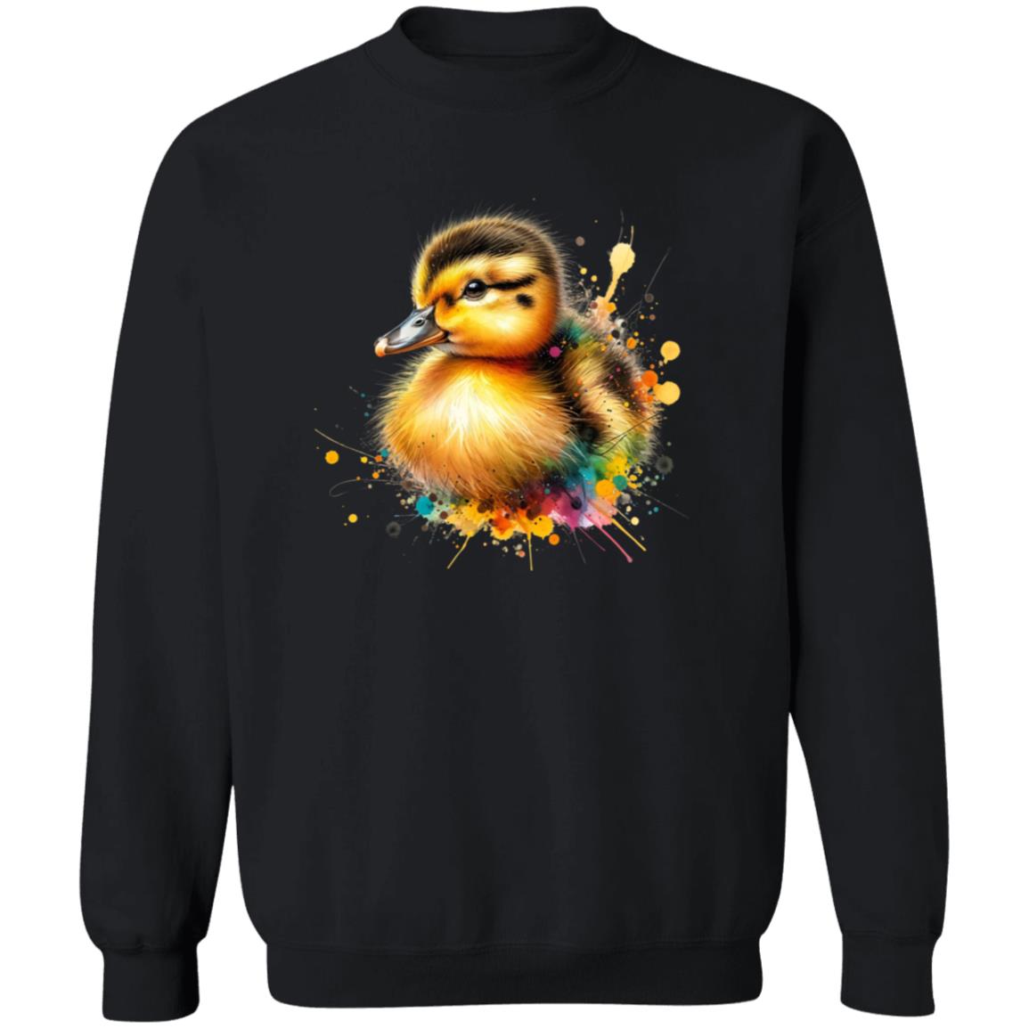 Artistic Duckling Color Splash Unisex Sweatshirt baby duck Black Navy Dark Heather-Family-Gift-Planet