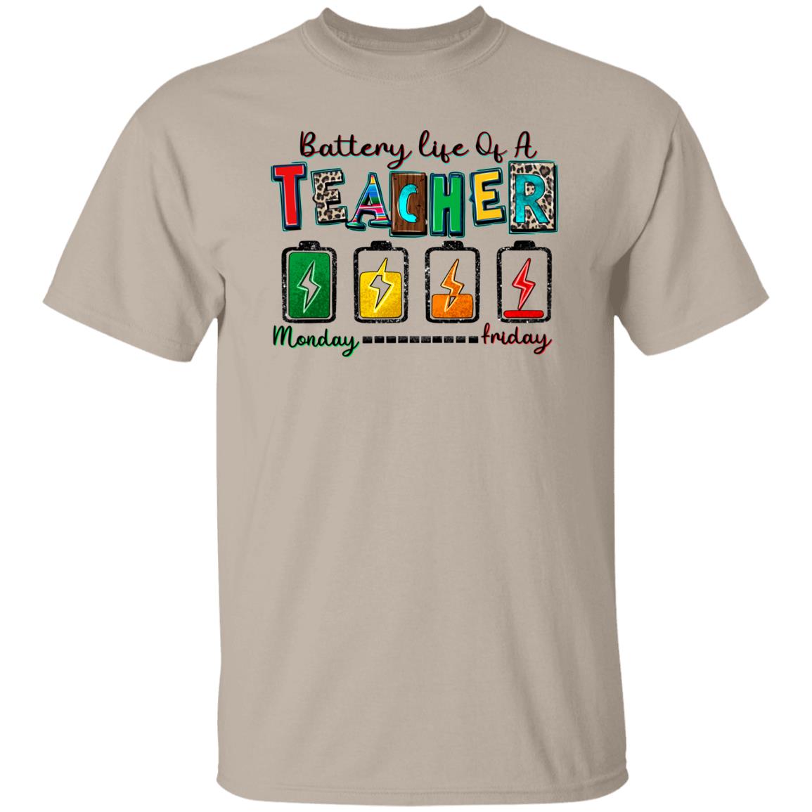 Teacher T-Shirt Battery life of a teacher Unisex tee Sand White Sport Grey-Family-Gift-Planet