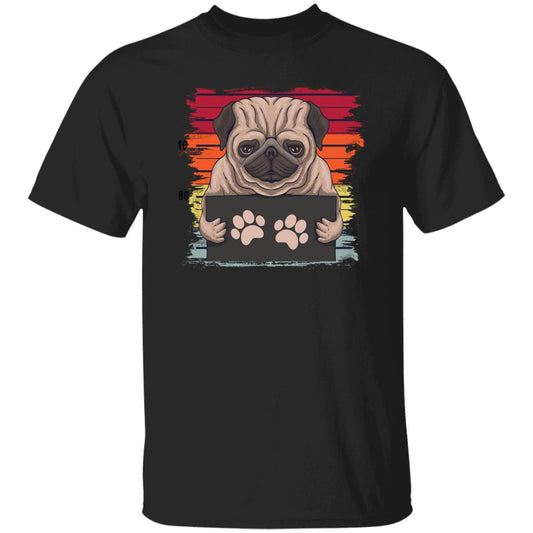 Pug retro wanted T-Shirt gift Retro Pug Dog owner Unisex Tee Black Navy Dark Heather-Black-Family-Gift-Planet
