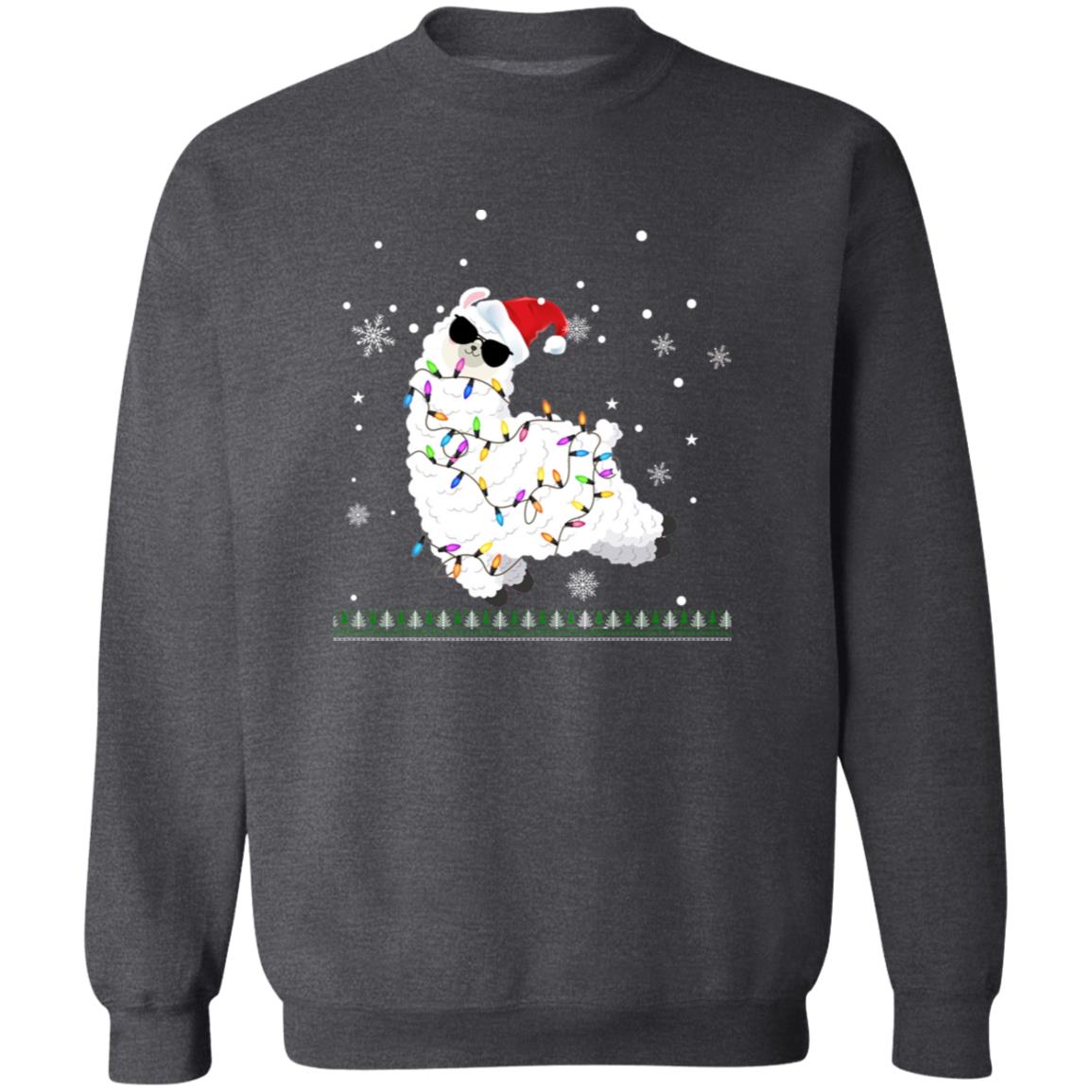 Sheep Christmas lights Unisex Sweatshirt Ugly sweater Black Dark Heather-Family-Gift-Planet