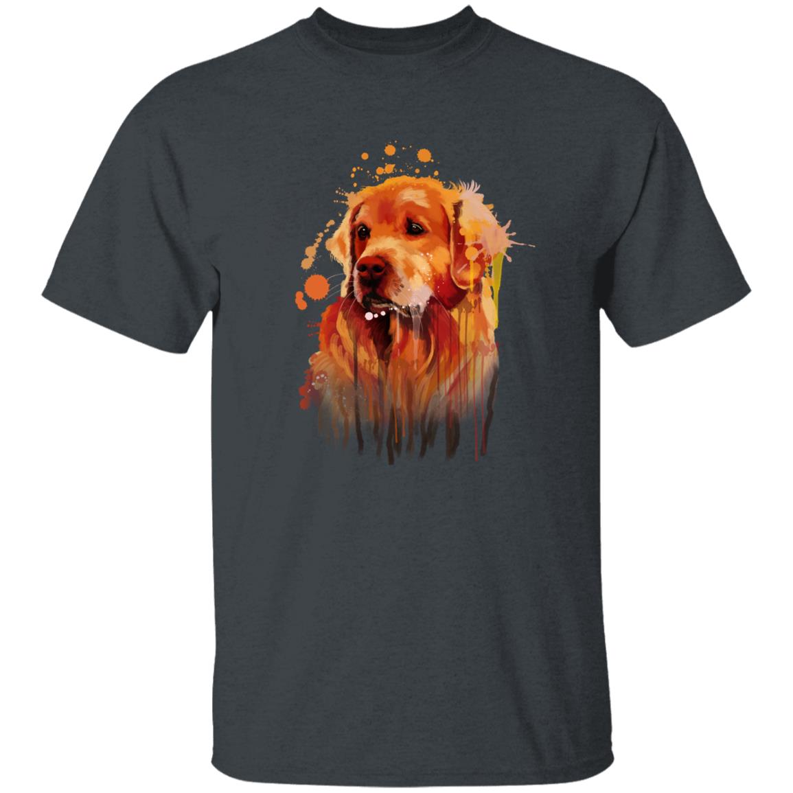 Watercolor Art Golden Retriever dog Unisex shirt S-2XL black navy dark heather-Dark Heather-Family-Gift-Planet