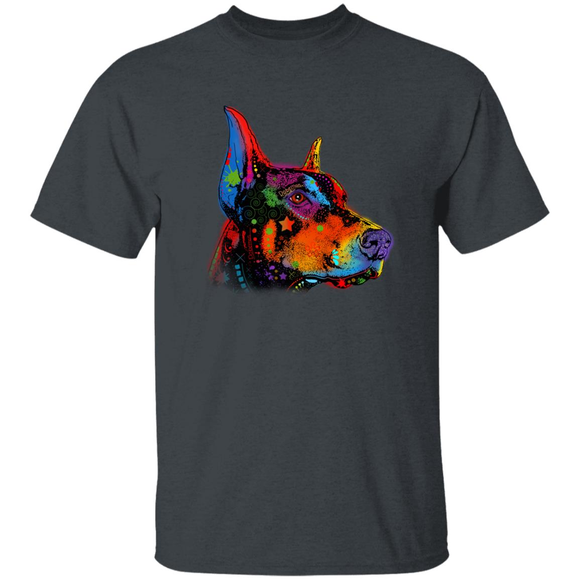 Watercolor art Doberman dog Unisex shirt S-2XL black navy dark heather-Dark Heather-Family-Gift-Planet