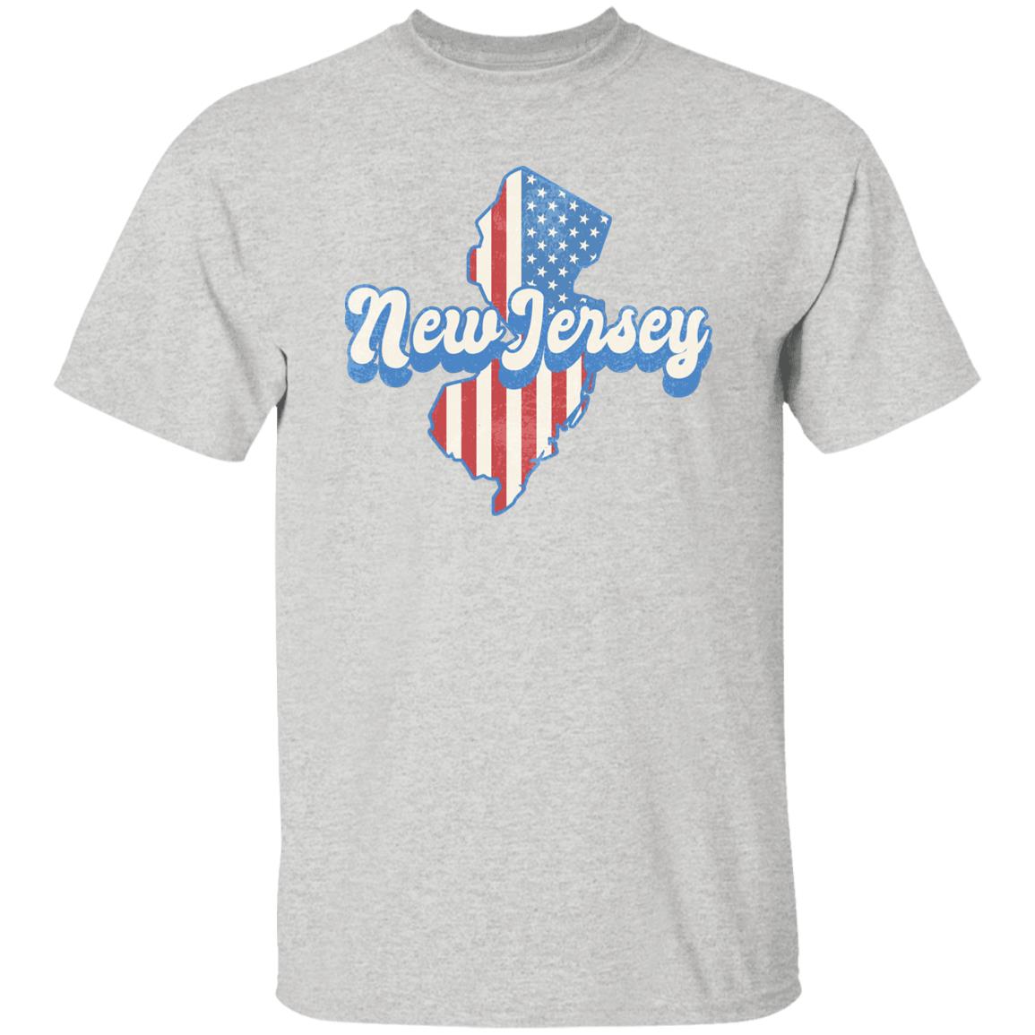New Jersey US flag Unisex T-Shirt American patriotic NJ state tee White Ash Blue-Ash-Family-Gift-Planet